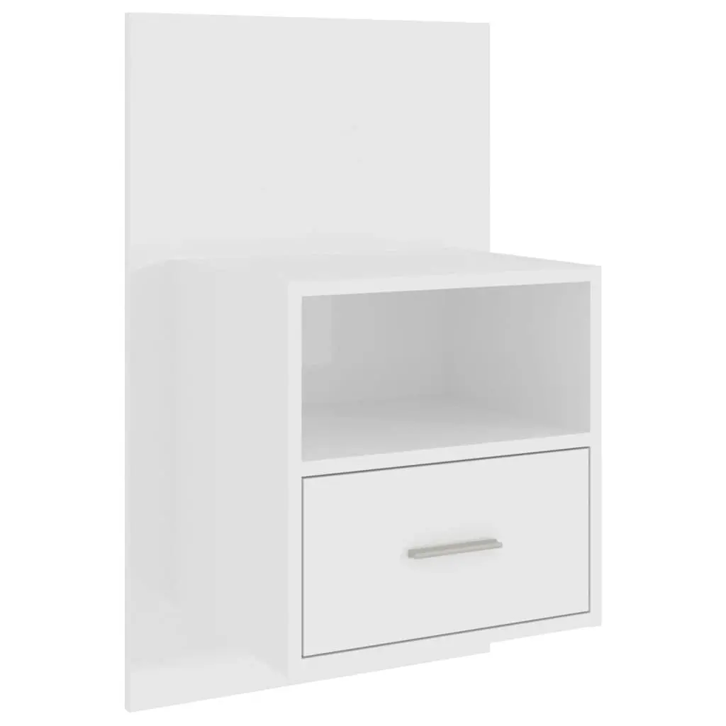 Wall-mounted Bedside Cabinet High Gloss White 811019