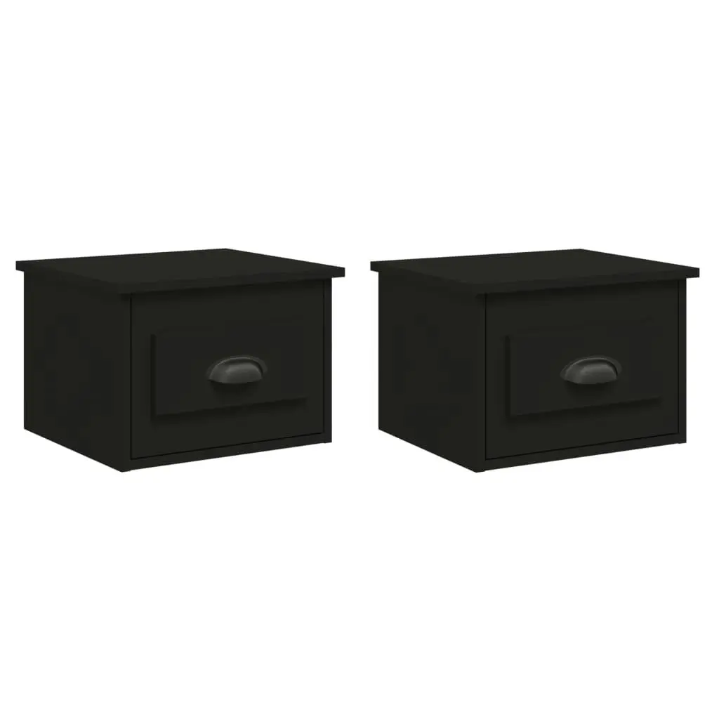 Wall-mounted Bedside Cabinets 2 pcs Black 41.5x36x28cm 816379