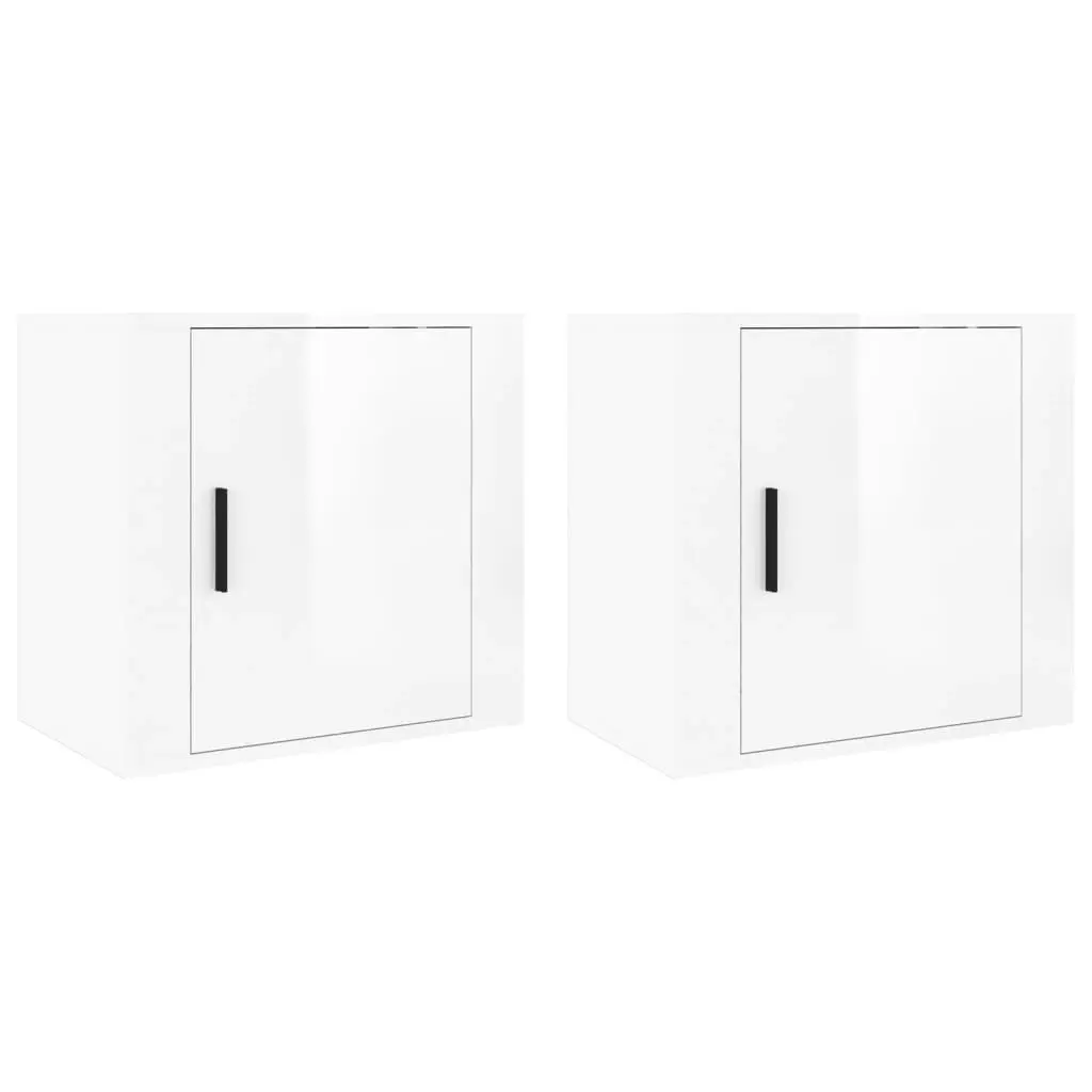 Wall-mounted Bedside Cabinets 2 pcs High Gloss White 50x30x47cm 816869