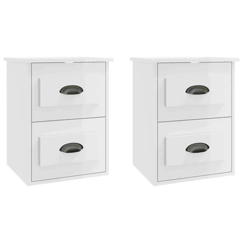 Wall-mounted Bedside Cabinets 2 pcs High Gloss White 41.5x36x53cm 816397