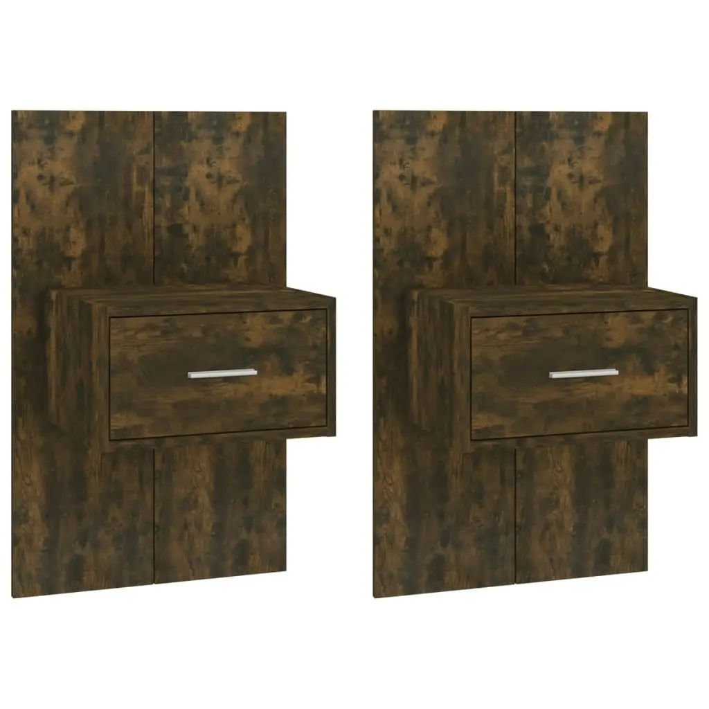 Wall-mounted Bedside Cabinets 2 pcs Smoked Oak 816953