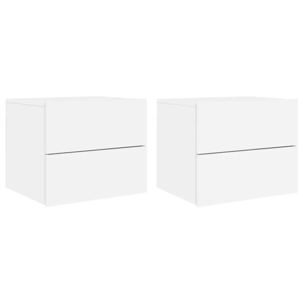 Wall-mounted Bedside Cabinets with LED Lights 2 pcs White 836813