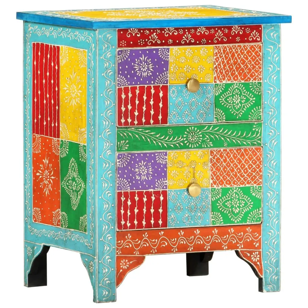 Hand Painted Bedside Cabinet 40x30x50 cm Solid Mango Wood 286157