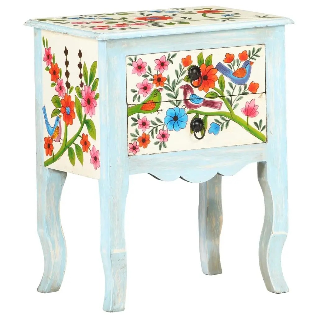 Hand Painted Bedside Cabinet 40x30x50 cm Solid Mango Wood 323541