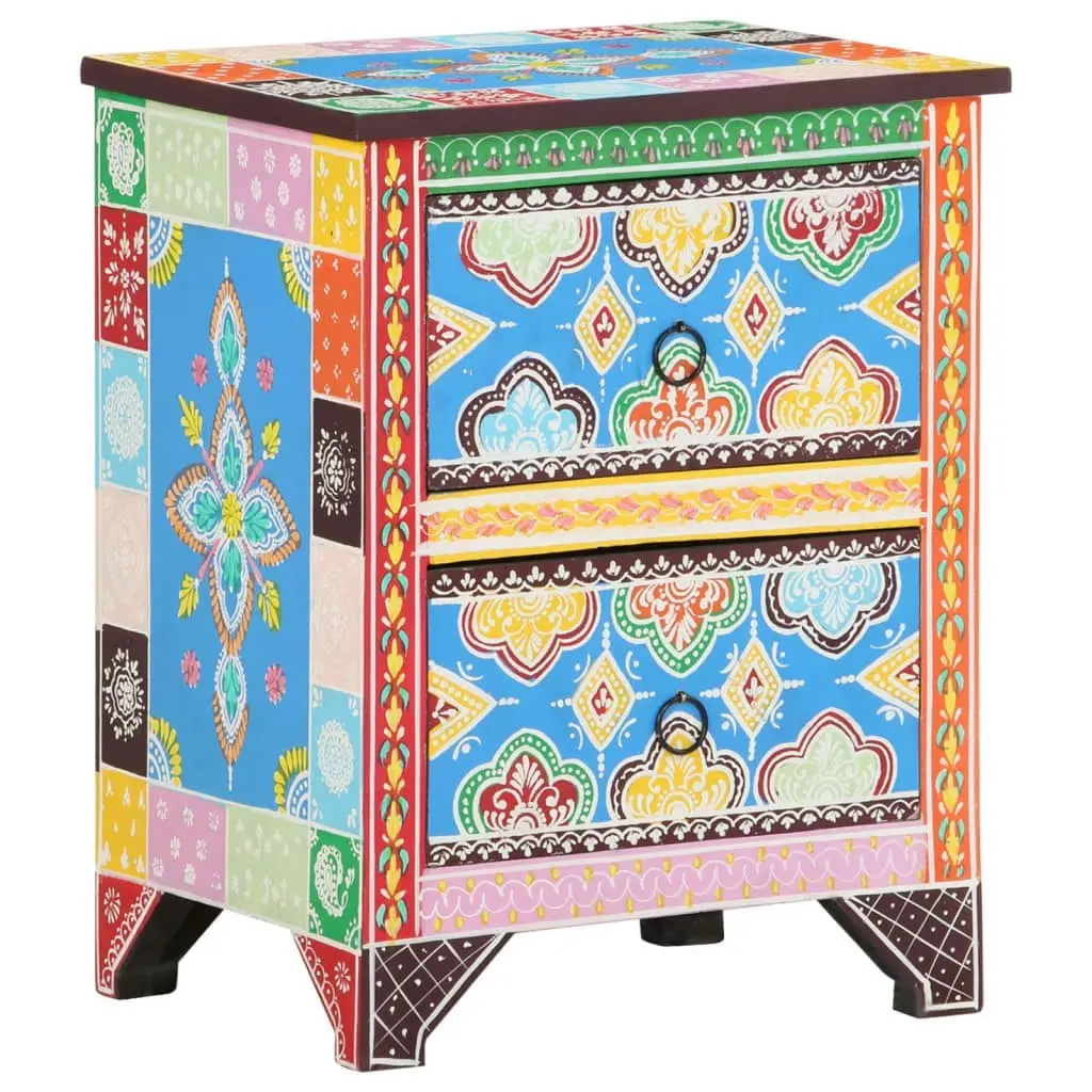 Hand Painted Bedside Cabinet 40x30x50 cm Solid Mango Wood 321666