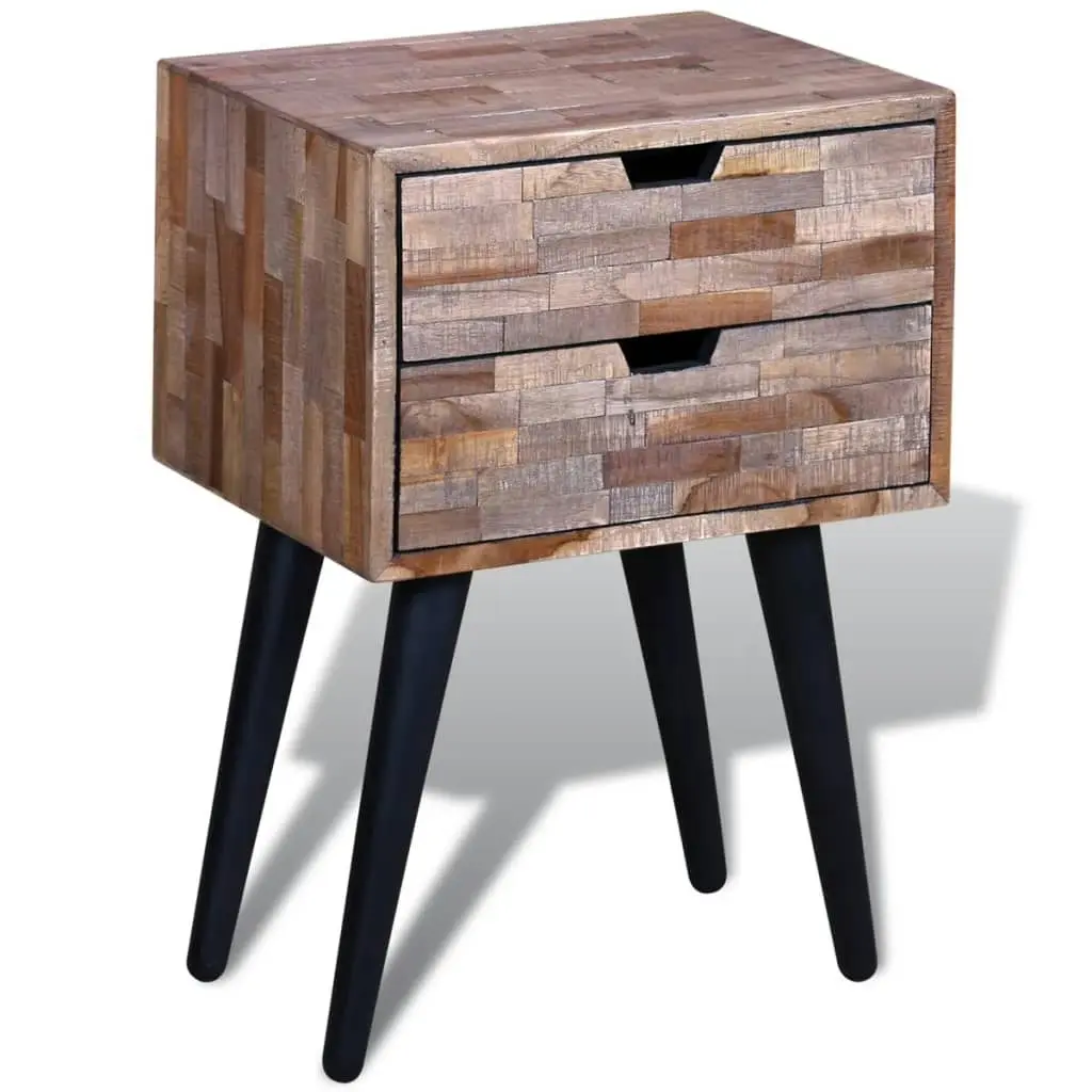 Nightstand with 2 Drawers Reclaimed Teak Wood 241711