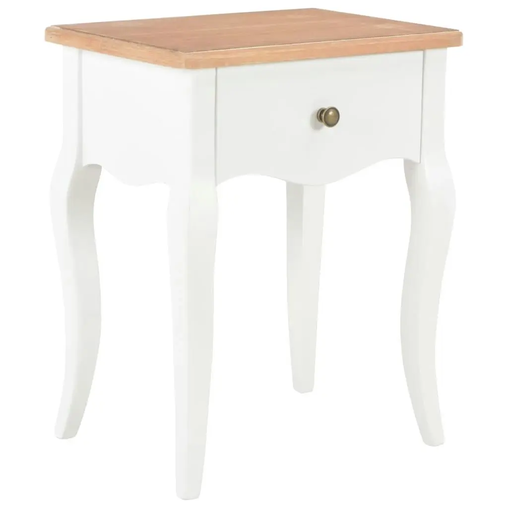 Nightstand White and Brown 40x30x50 cm Solid Pine Wood 280006