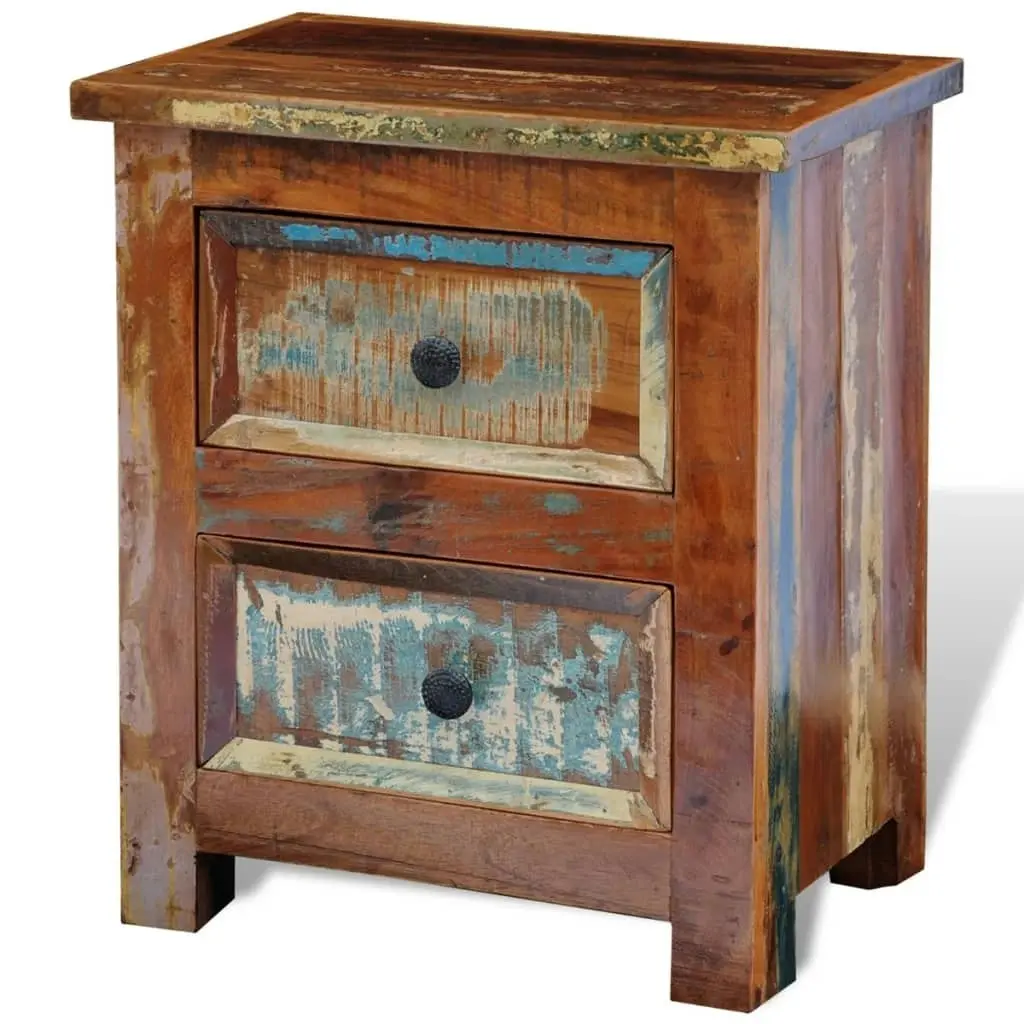 Nightstand with 2 Drawers Solid Reclaimed Wood 241643