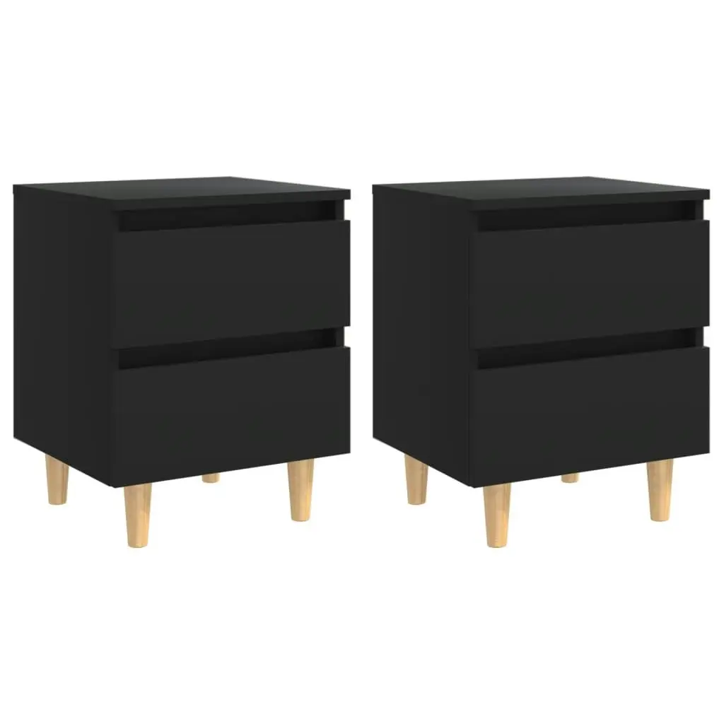 Bed Cabinets with Solid Pinewood Legs 2 pcs Black 40x35x50 cm 805854