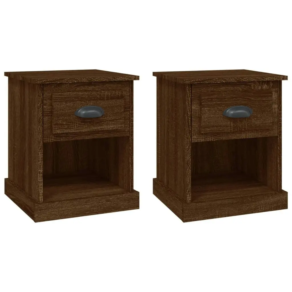 Bedside Cabinets 2 pcs Brown Oak 39x39x47.5 cm Engineered Wood 816143