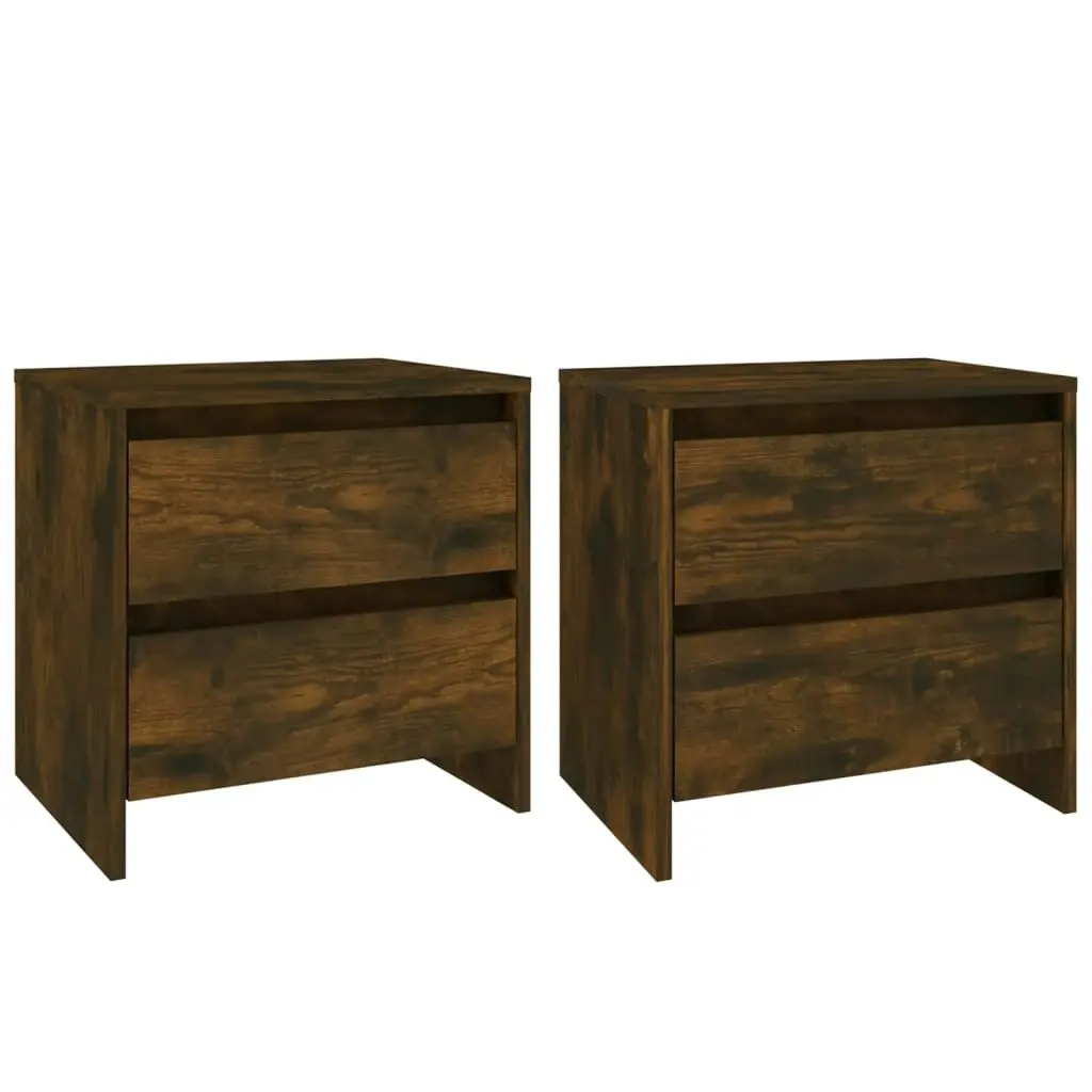 Bedside Cabinets 2 pcs Smoked Oak 45x34.5x44.5 cm Engineered Wood 813039