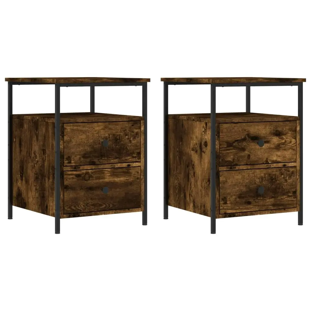 Bedside Cabinets 2 pcs Smoked Oak 44x45x60 cm Engineered Wood 826008