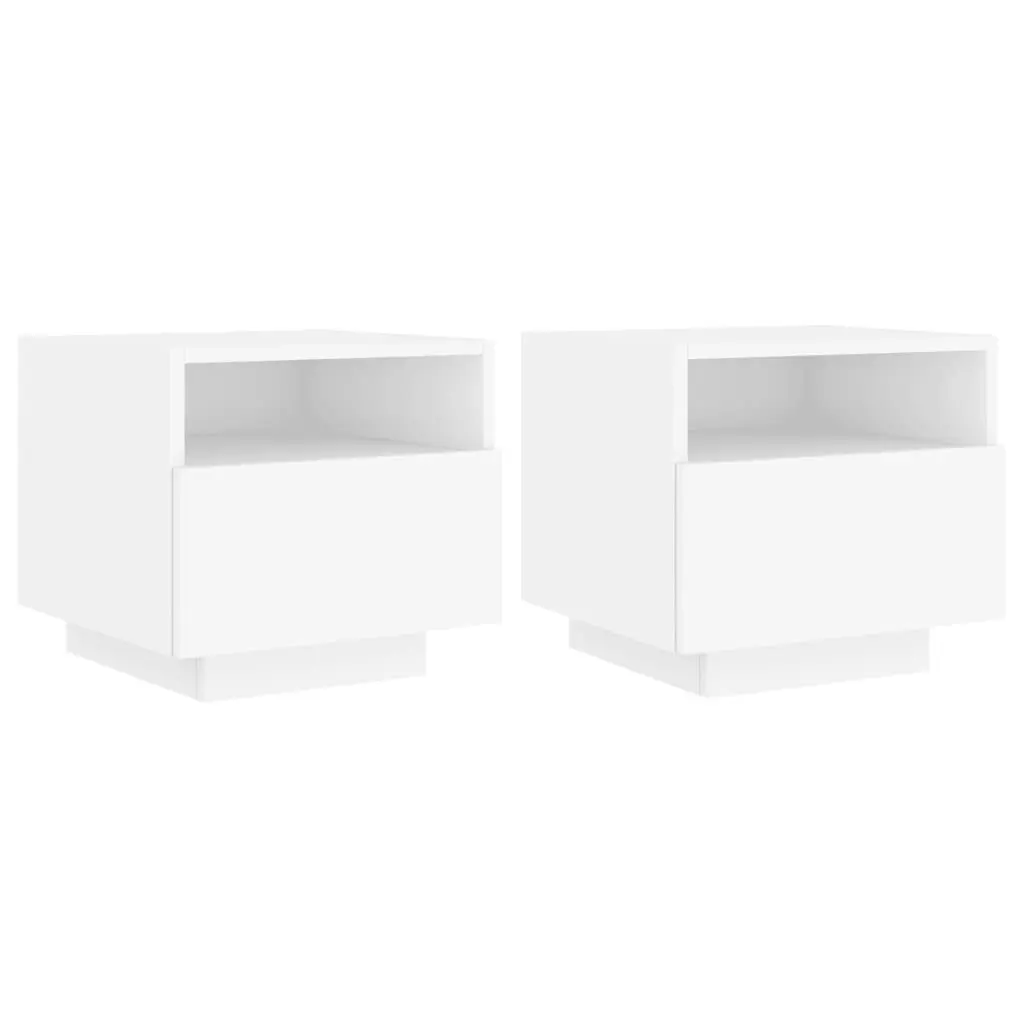 Bedside Cabinets with LED Lights 2 pcs White 40x39x37 cm 836799