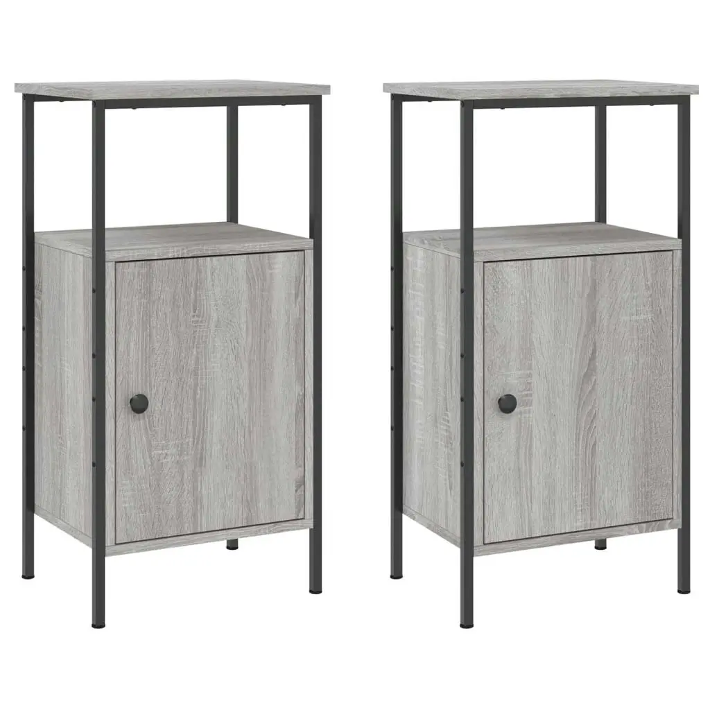 Bedside Cabinets 2 pcs Grey Sonoma 41x31x80 cm Engineered Wood 825930