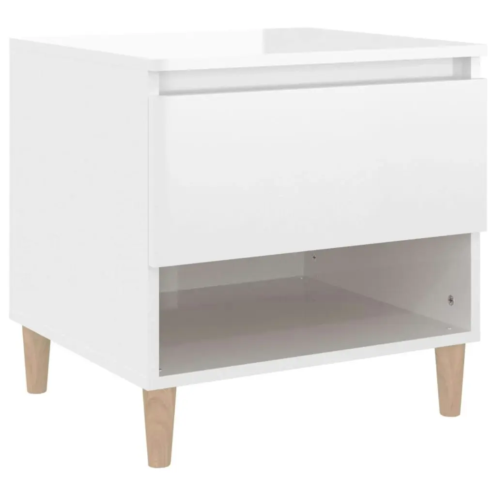 Bedside Table High Gloss White 50x46x50 cm Engineered Wood 819536