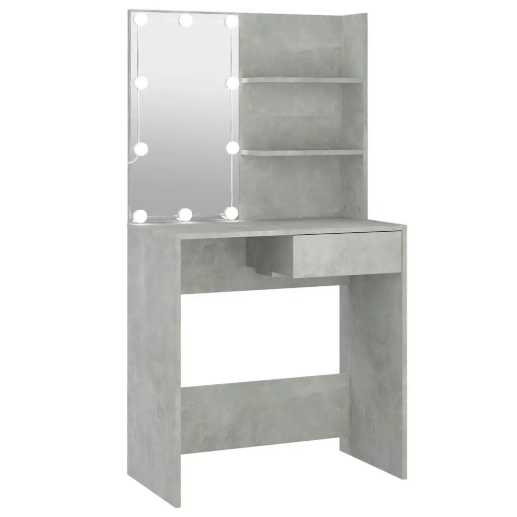 Dressing Table with LED Concrete Grey 74.5x40x141 cm 808805