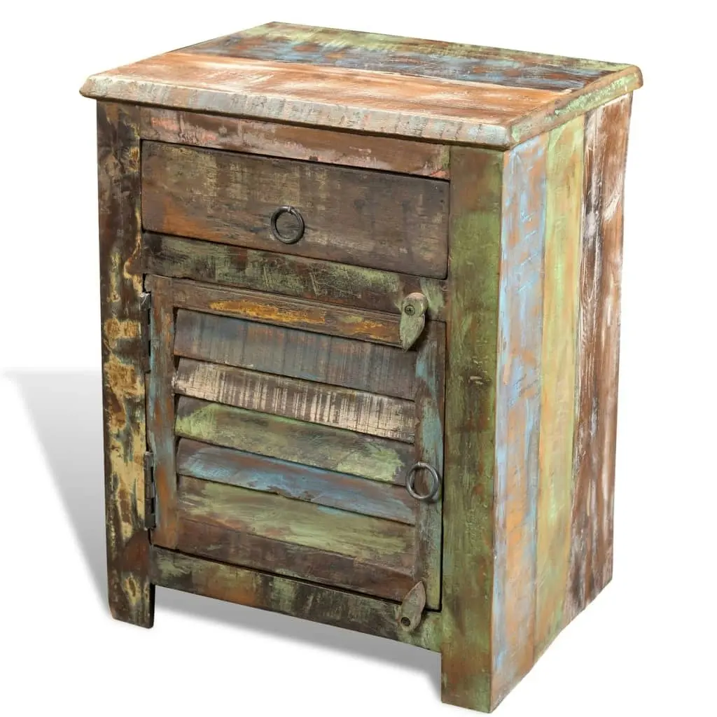 End Table with 1 Drawer 1 Door Reclaimed Wood 240950