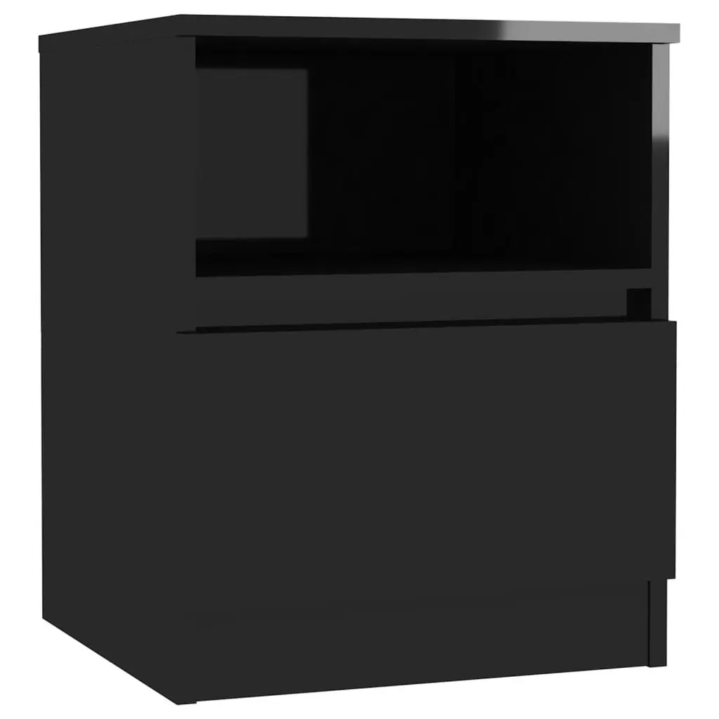 Bed Cabinet High Gloss Black 40x40x50 cm Engineered Wood 806171