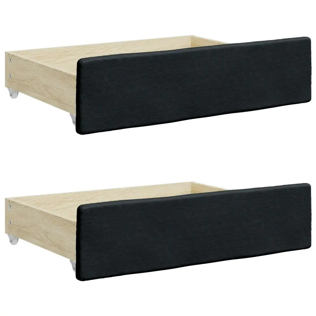 Bed Drawers 2 pcs Black Engineered Wood and Faux Leather 833922