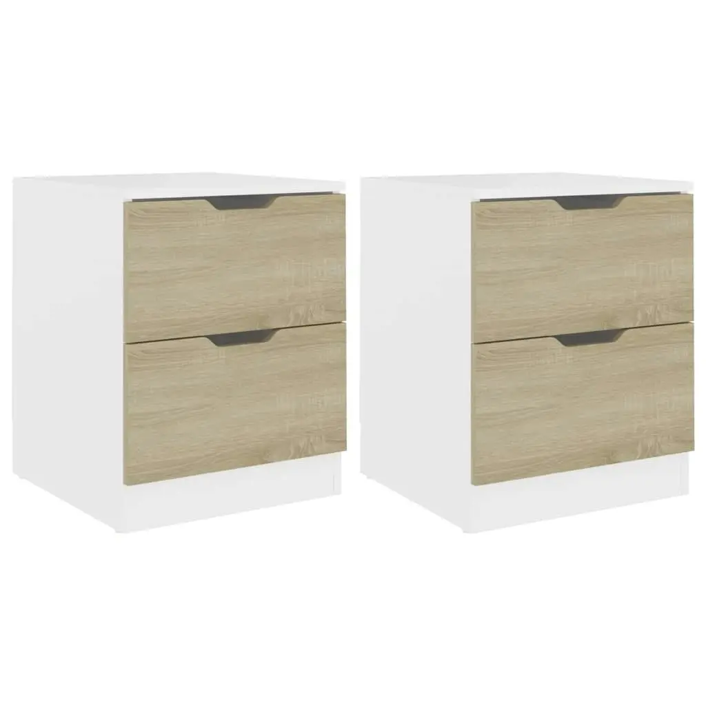 Bedside Cabinets 2 pcs White & Sonoma Oak 40x40x50 cm Engineered Wood 326734