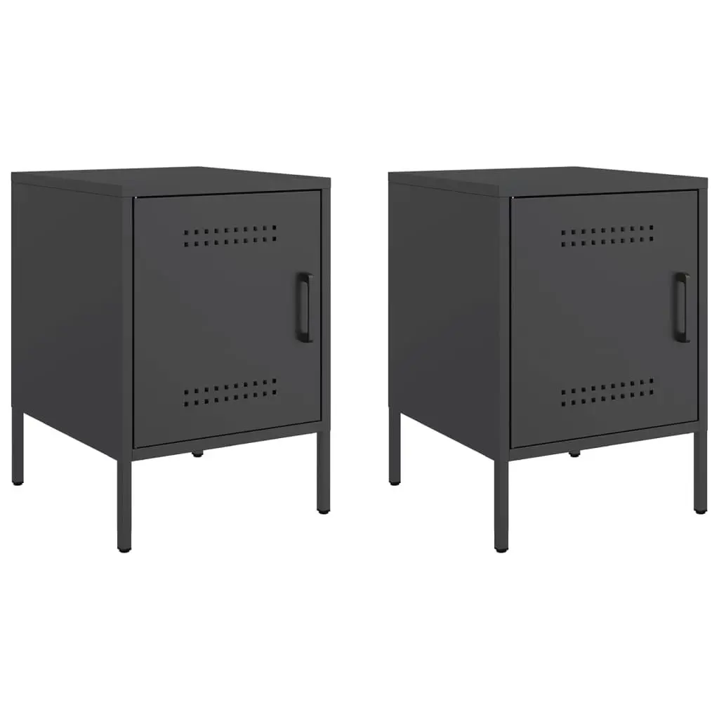 Bedside Cabinets 2 pcs Black 36x39x50.5 cm Steel 842911