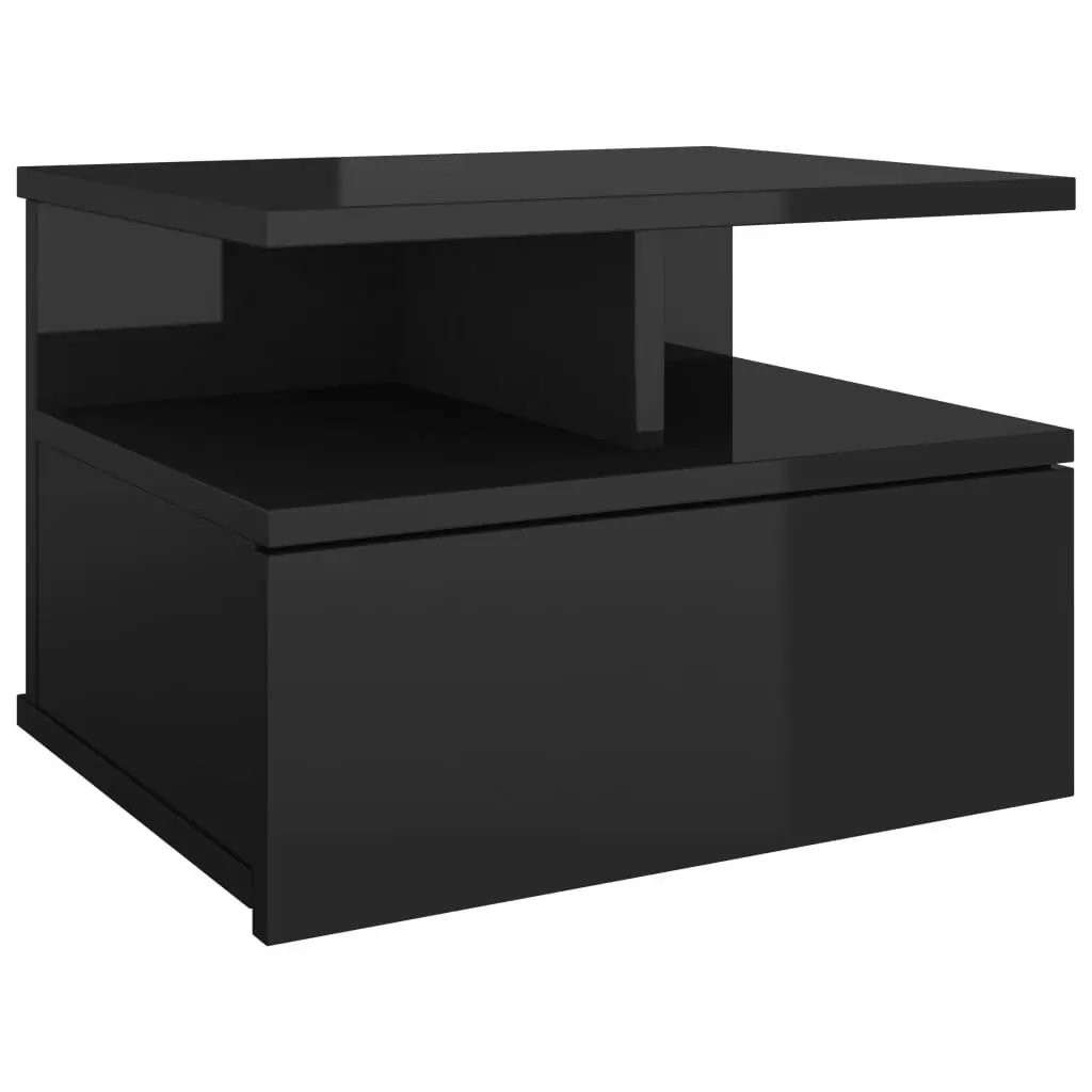 Floating Nightstand High Gloss Black 40x31x27 cm Engineered Wood 800419