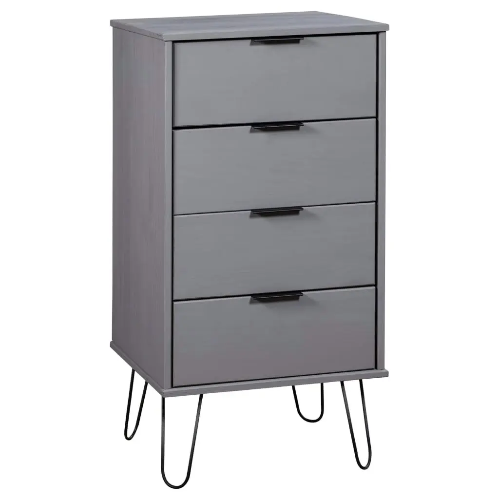 Drawer Cabinet Grey 45x39.5x90.3 cm Solid Pine Wood 321122