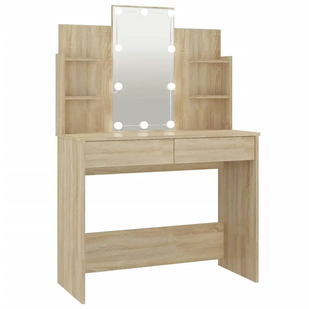 Dressing Table with LED Sonoma Oak 96x40x142 cm 808822