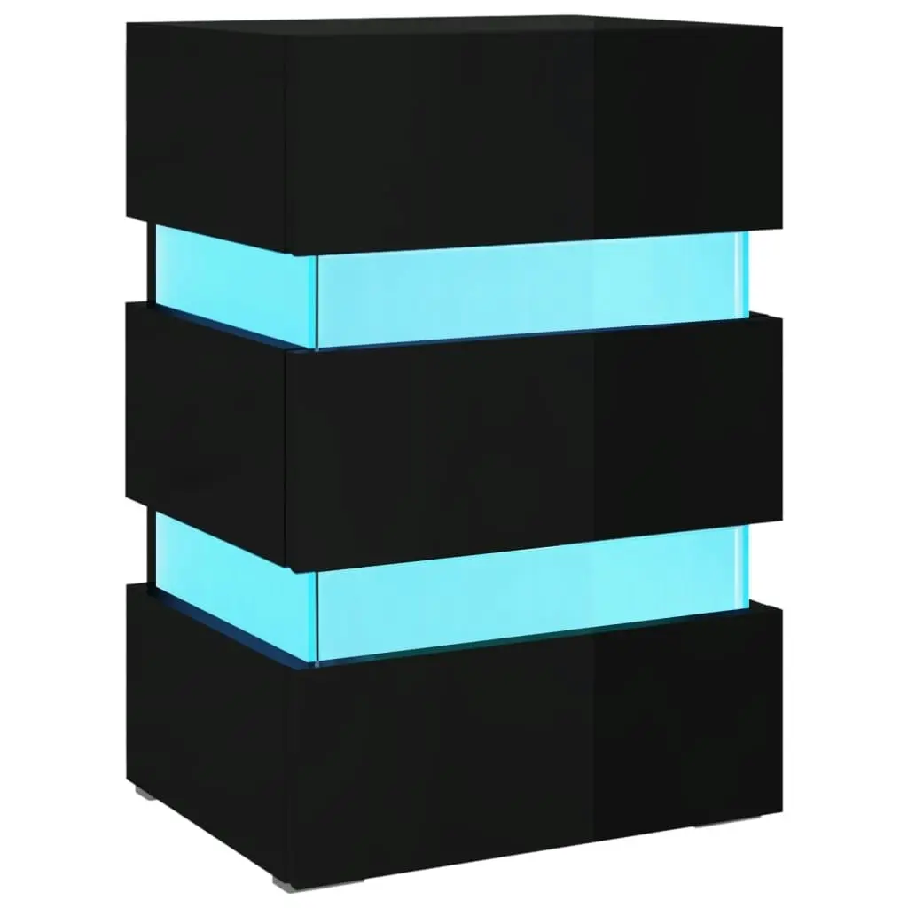 LED Bedside Cabinet High Gloss Black 45x35x67 cm Engineered Wood 326847