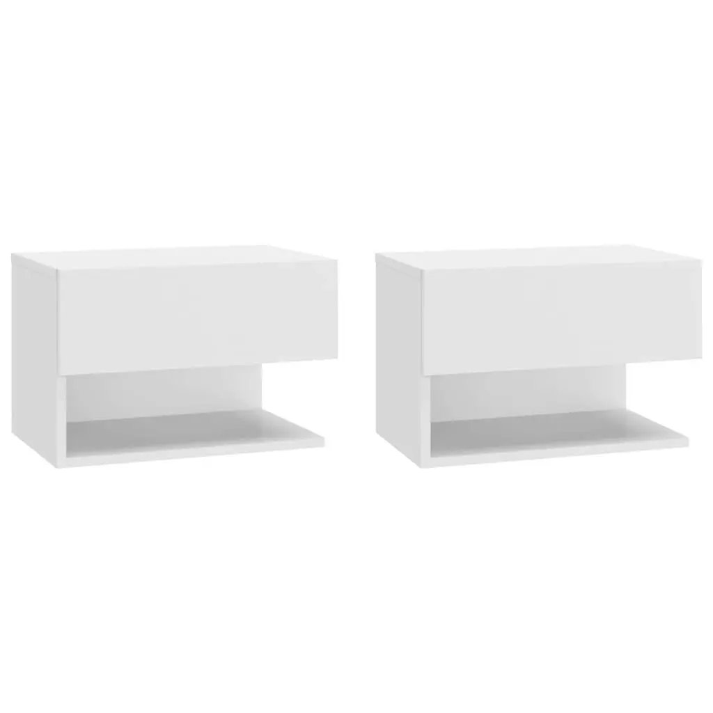 Wall-mounted Bedside Cabinets 2 pcs High Gloss White 810966