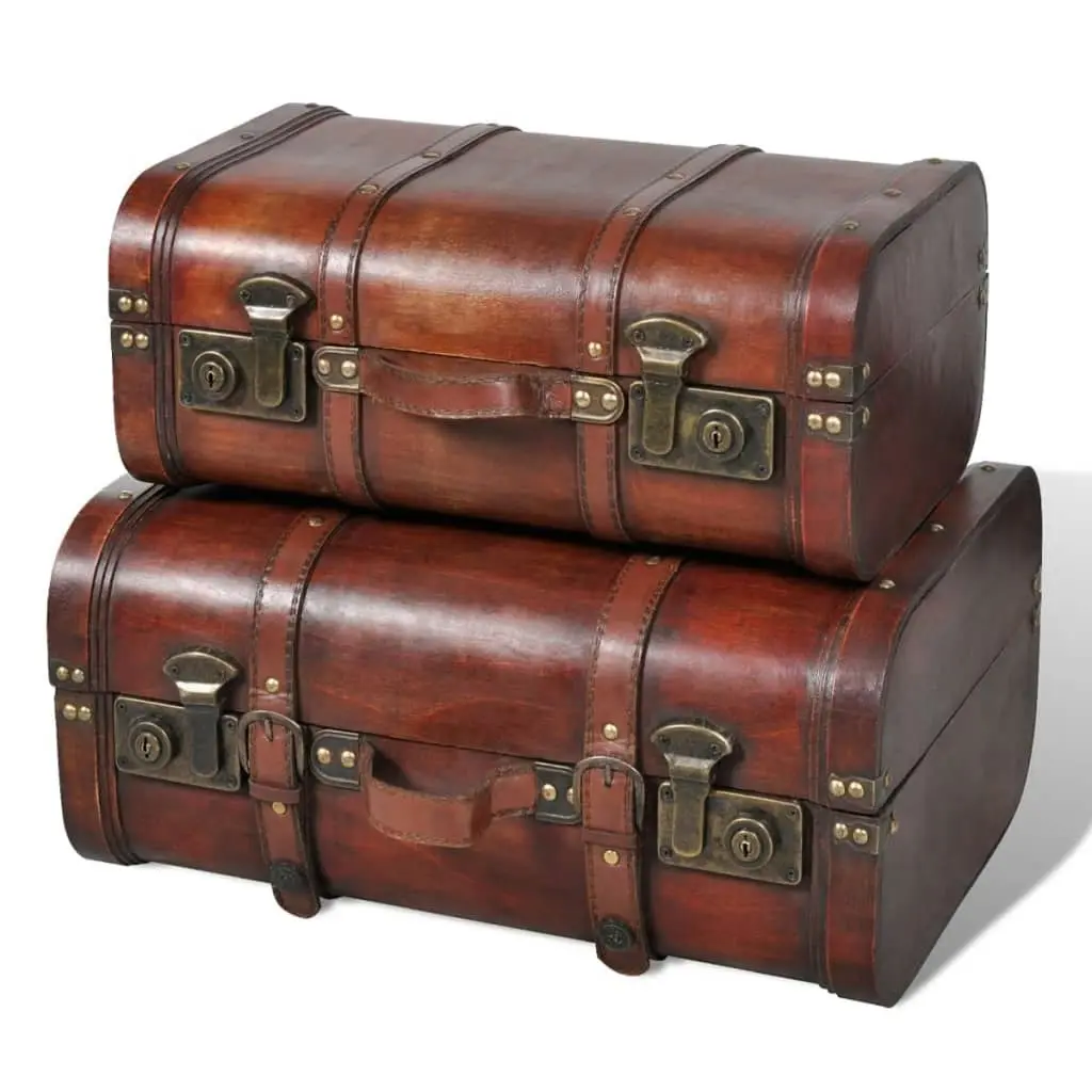 Wooden Treasure Chests 2 pcs Vintage Brown 240575