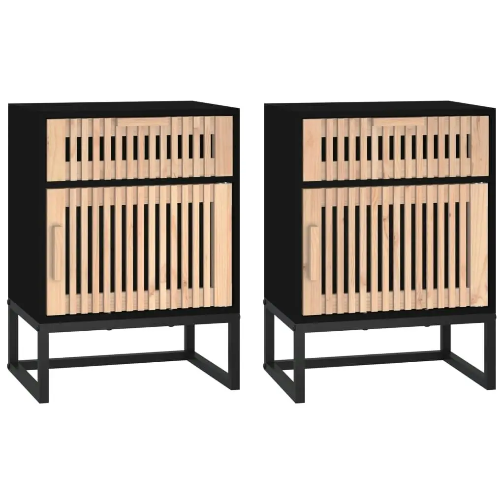 Bedside Cabinets 2 pcs Black 40x30x55.5 cm Engineered Wood&Iron 352094