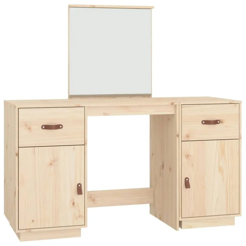 Dressing Table Set with a Mirror Solid Wood Pine 3107834