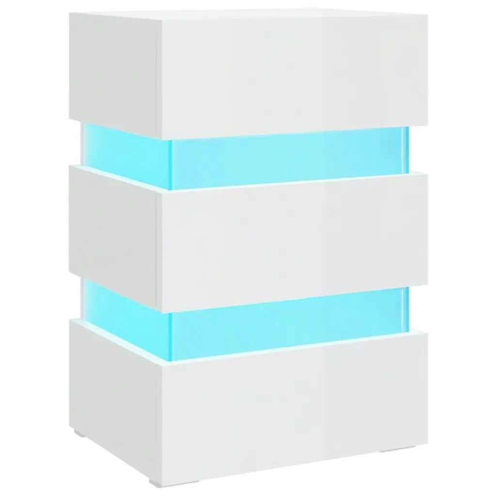 LED Bedside Cabinet High Gloss White 45x35x67 cm Engineered Wood 326846