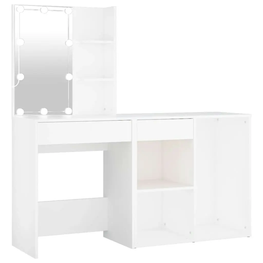 LED Dressing Table with Cabinet White Engineered Wood 3082017