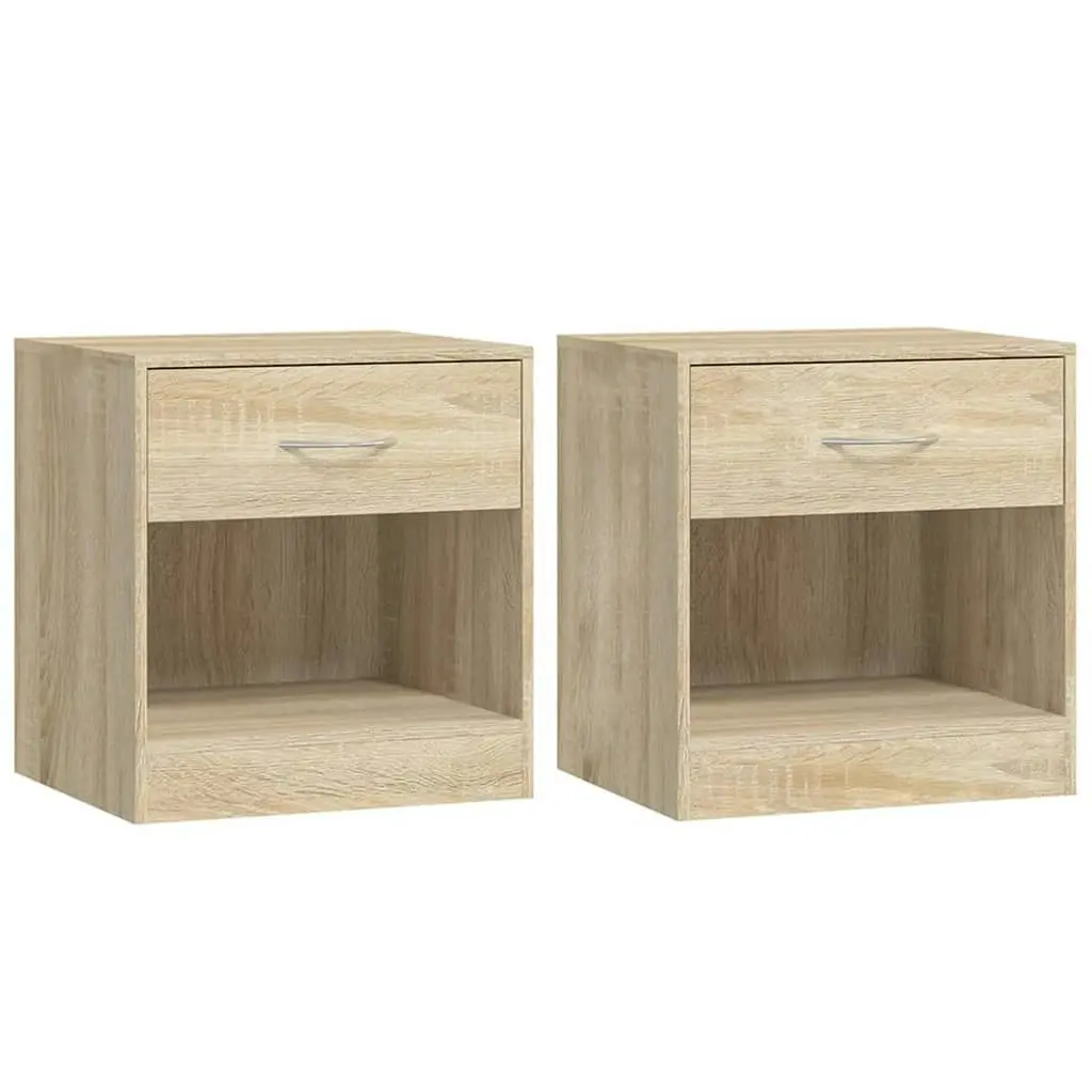 Nightstand 2 pcs with Drawer Oak Colour 242546