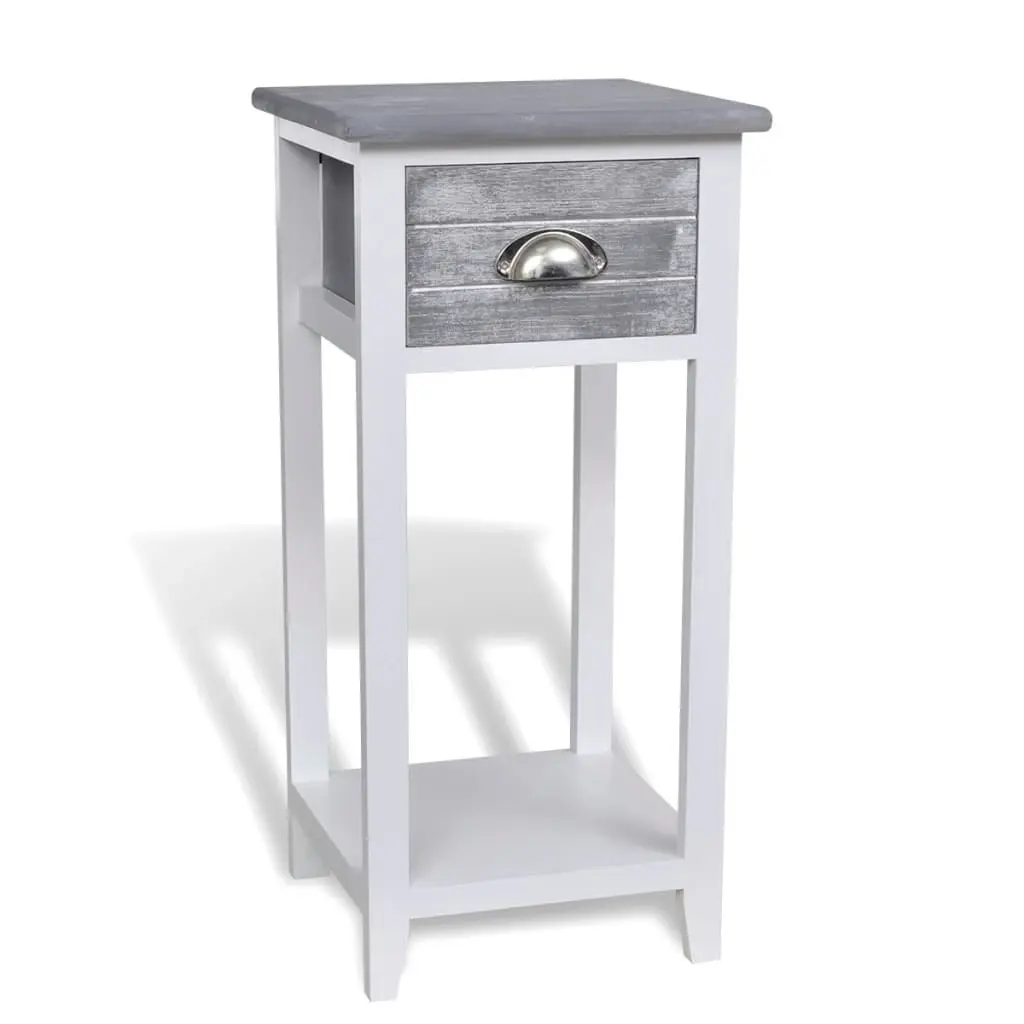 Nightstand with 1 Drawer Grey and White 242038