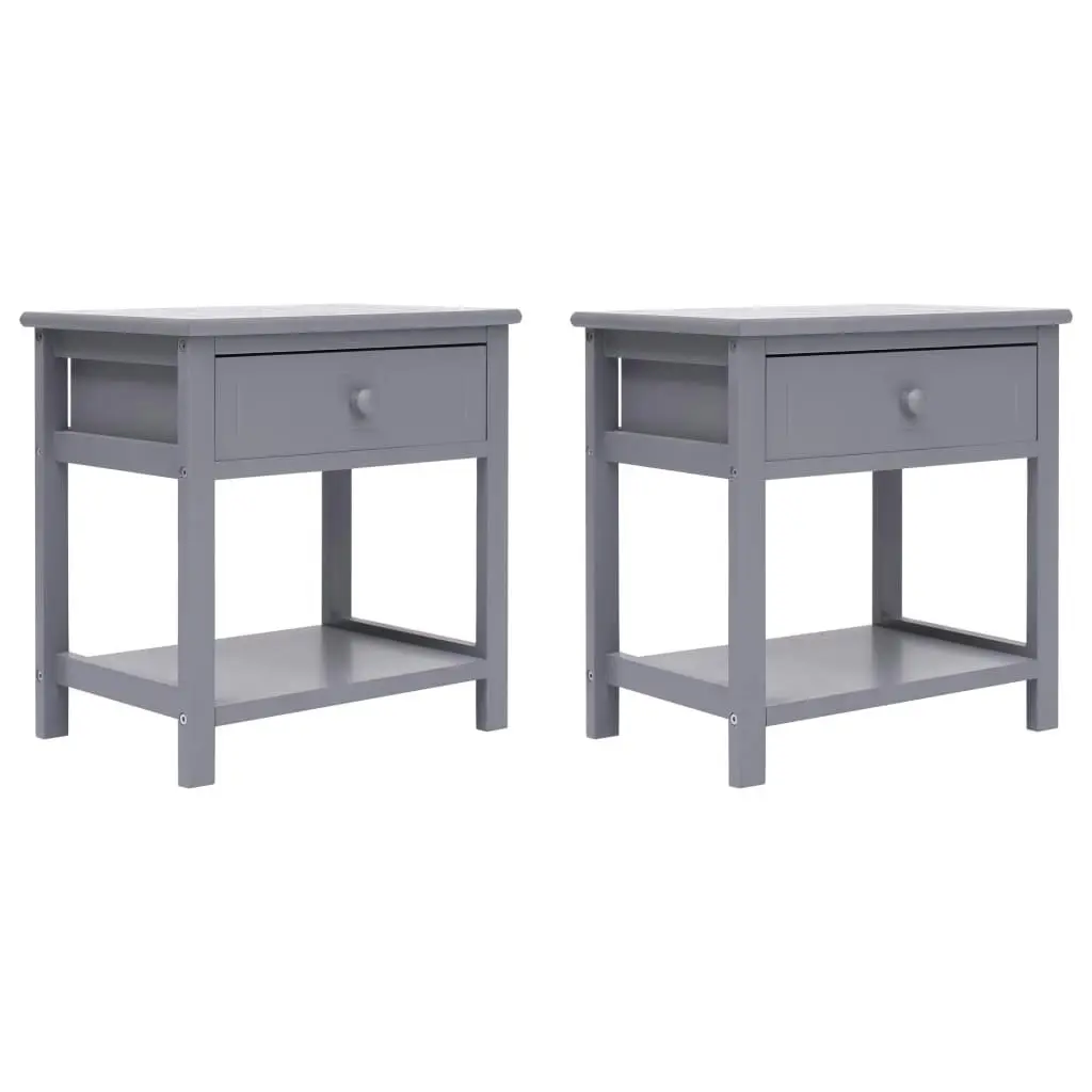 Nightstands 2 pcs Grey 40x29x42 cm Paulownia Wood 284051