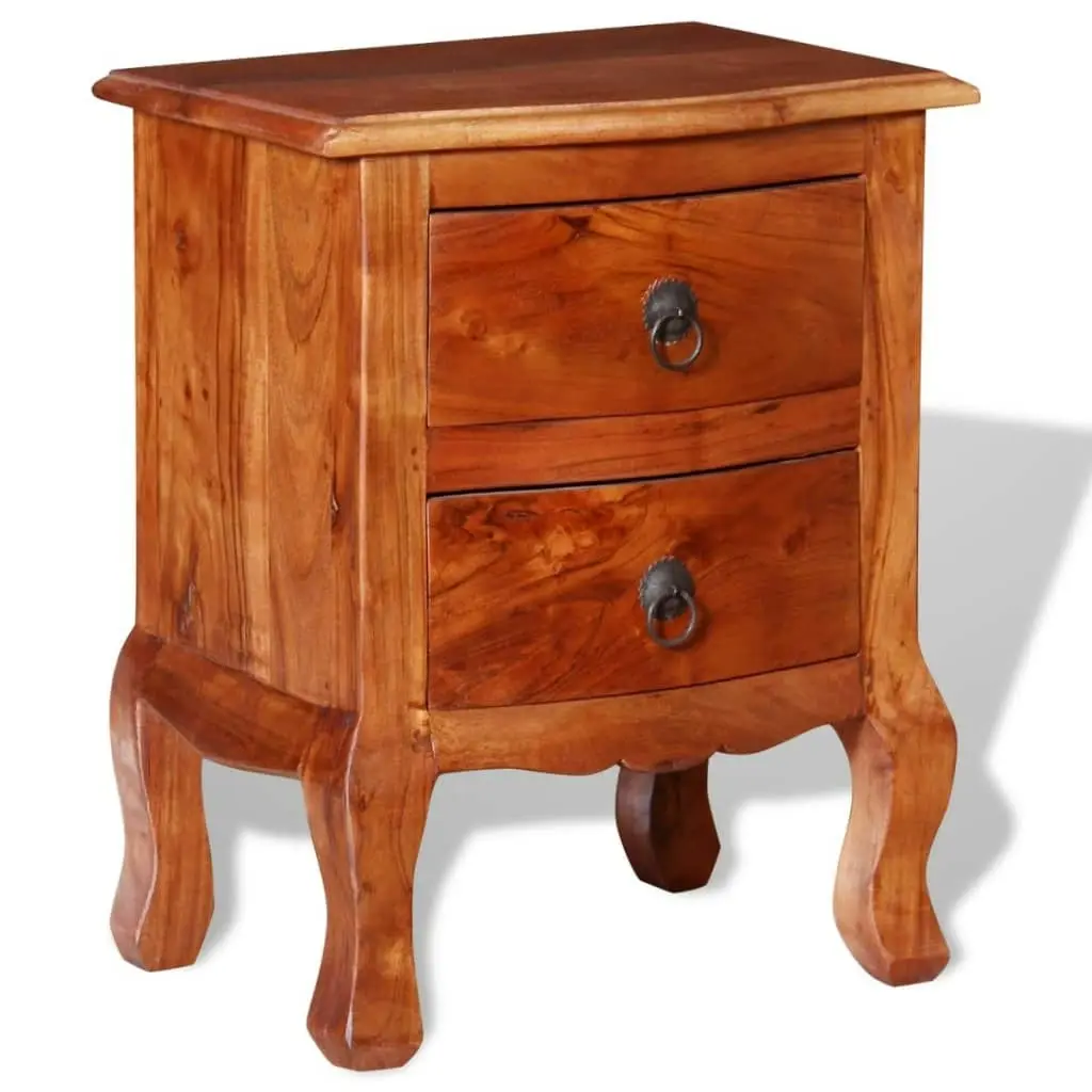 Nightstand with Drawers Solid Acacia Wood 243971