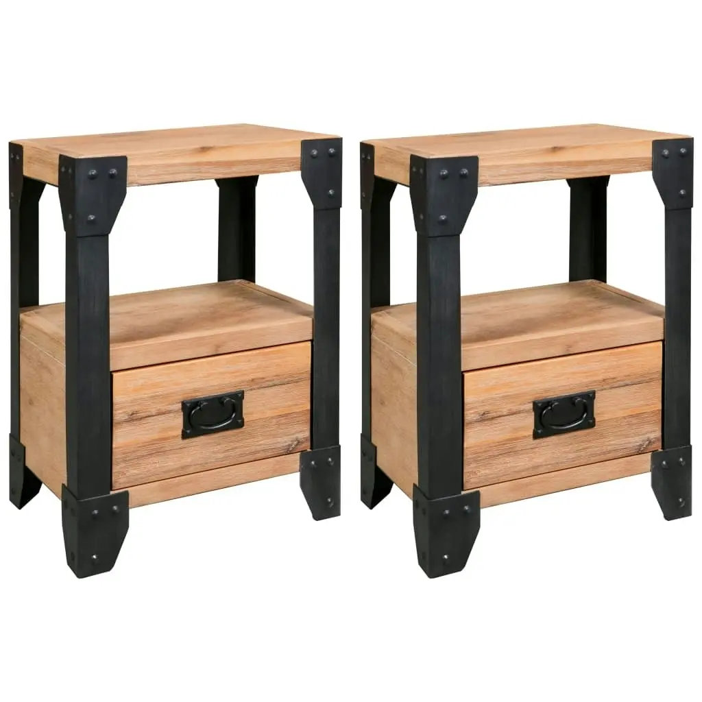 Nightstands 2 pcs Solid Acacia Wood Steel 40x30x54 cm 279100