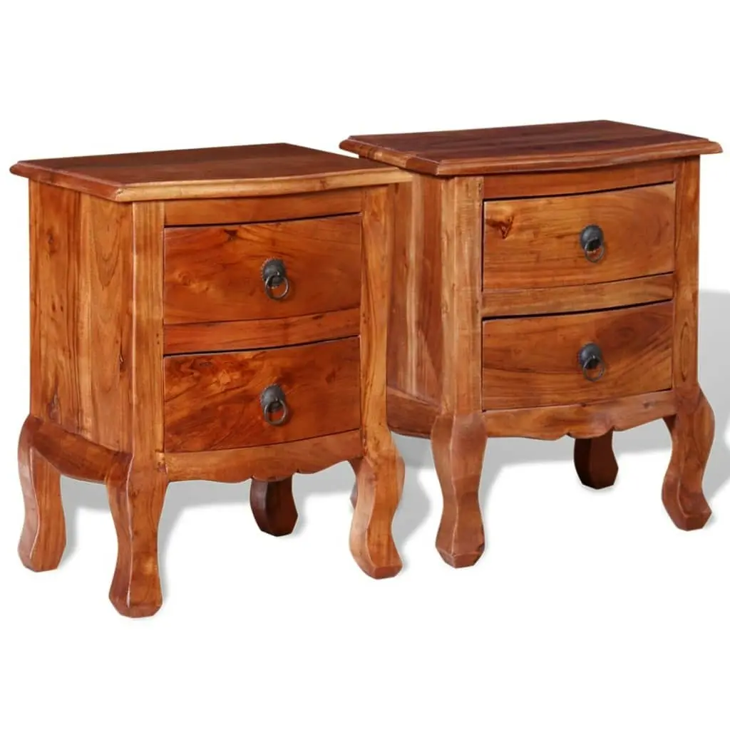 Nightstands with Drawers 2 pcs Solid Acacia Wood 243972