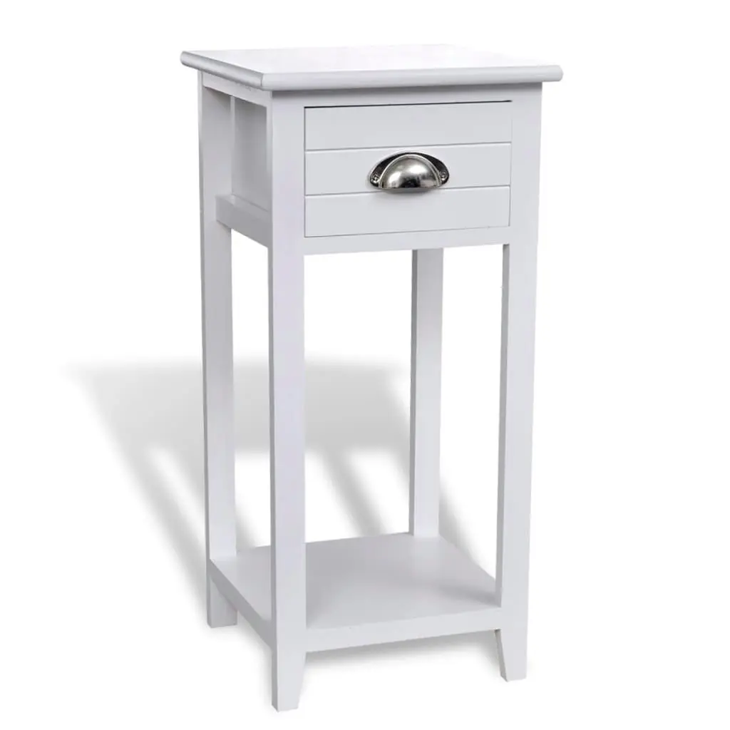 Nightstand with 1 Drawer White 242040