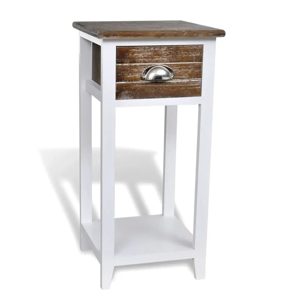 Nightstand with 1 Drawer Brown and White 242039