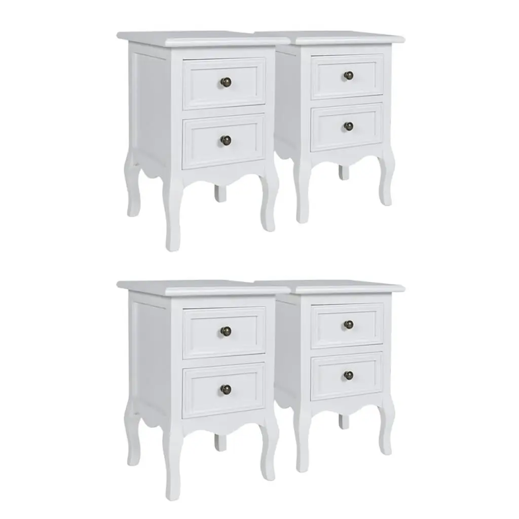 Nightstands 4 pcs with 2 Drawers MDF White 276039