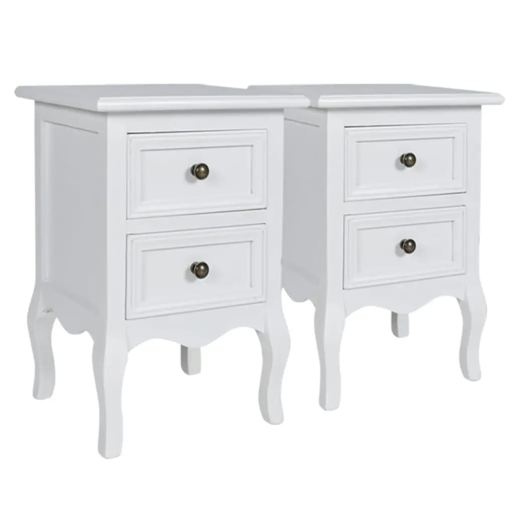 Nightstands 2 pcs with 2 Drawers MDF White 60638