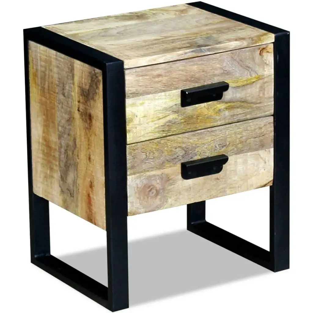 Side Table with 2 Drawers Solid Mango Wood 43x33x51 cm 243298