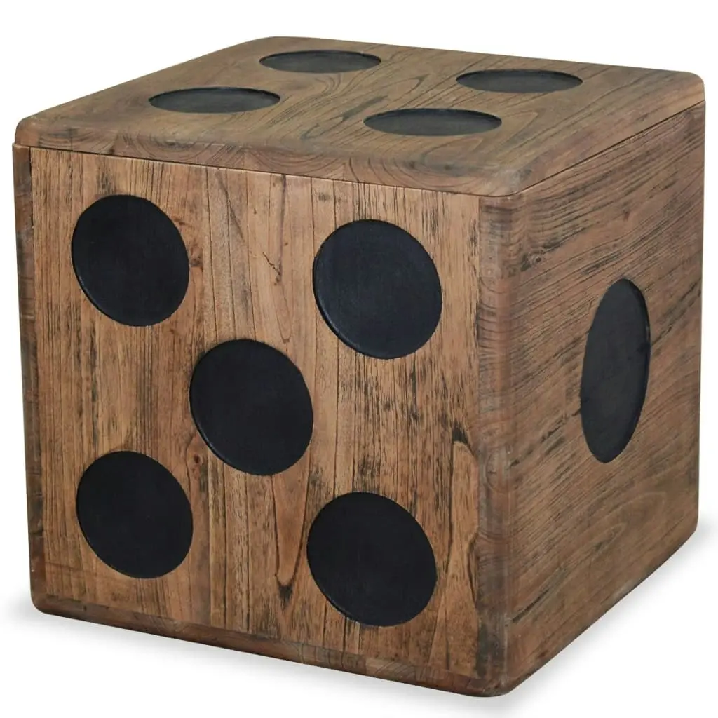 Storage Box Mindi Wood 40x40x40 cm Dice Design 244559