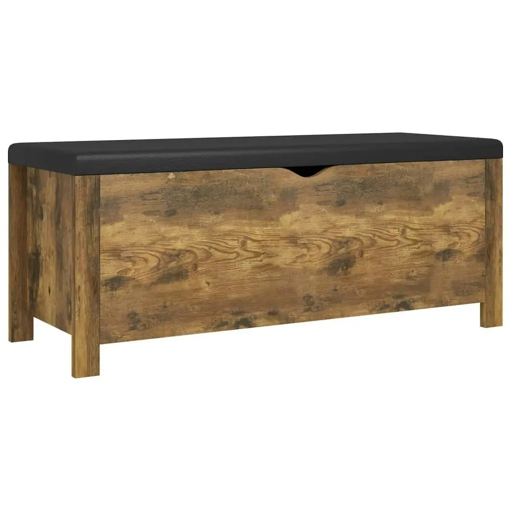 Storage Box with Cushion Smoked Oak 105x40x45 cm Engineered Wood 326776