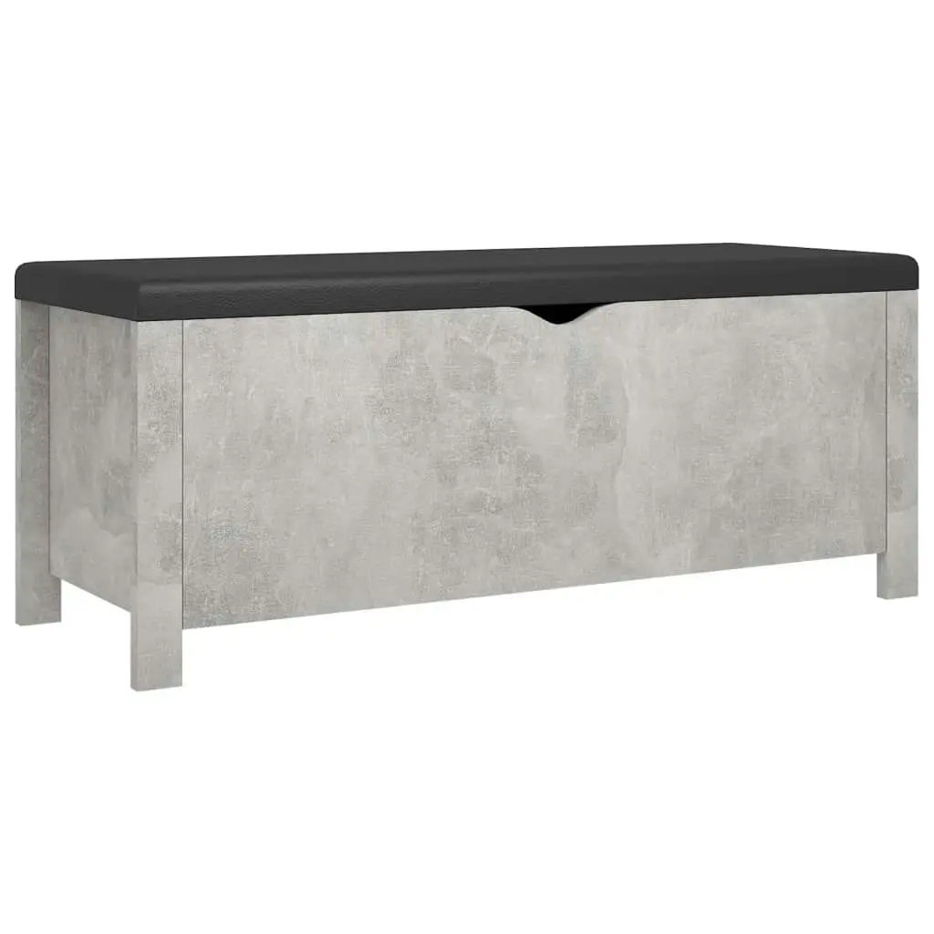 Storage Box with Cushion Concrete Grey 105x40x45 cm Engineered Wood 326772