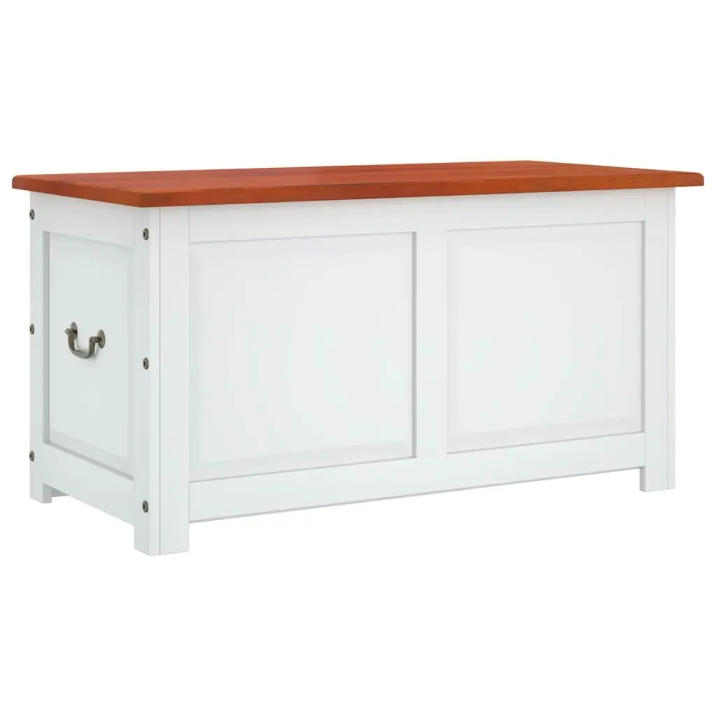 Storage Chest with Lid Brown and White Solid Wood Acacia 364920